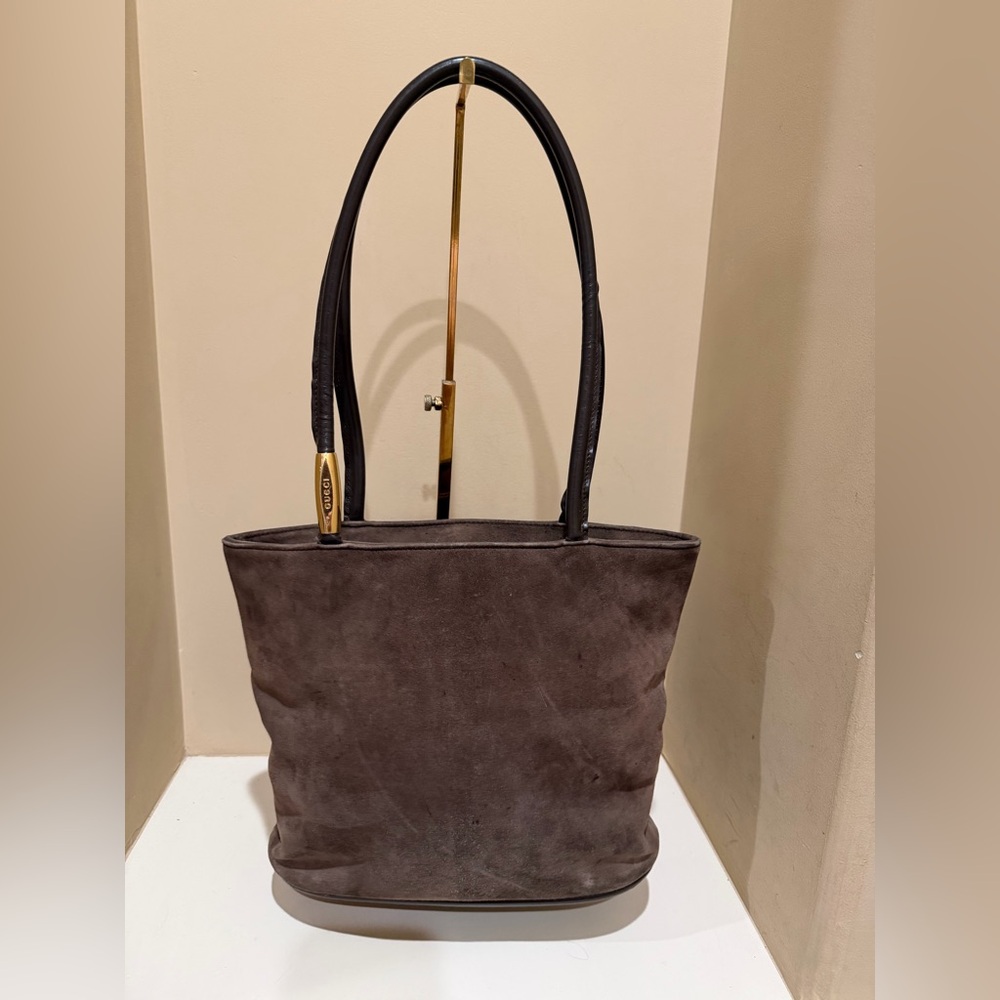 Gucci Brown Suede Tote Bag- please read for condition